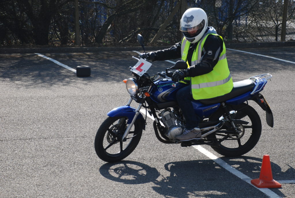 Motorcycle training session with instructors